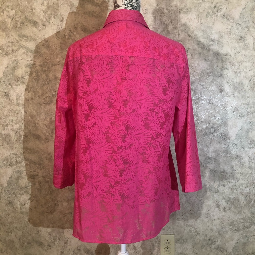 Christopher Banks 3/4 Sleeve Pink Fern Blouse - Picture 6 of 8